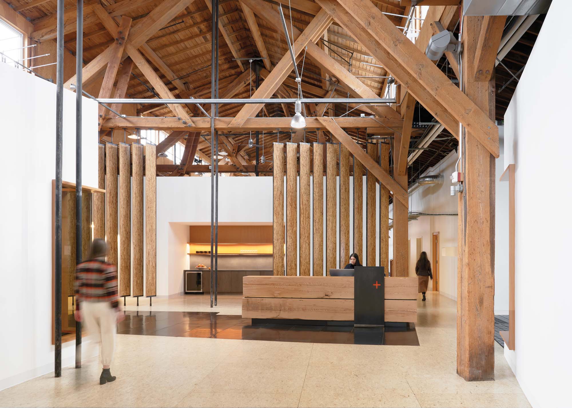 Workplace lobby with check-in desk