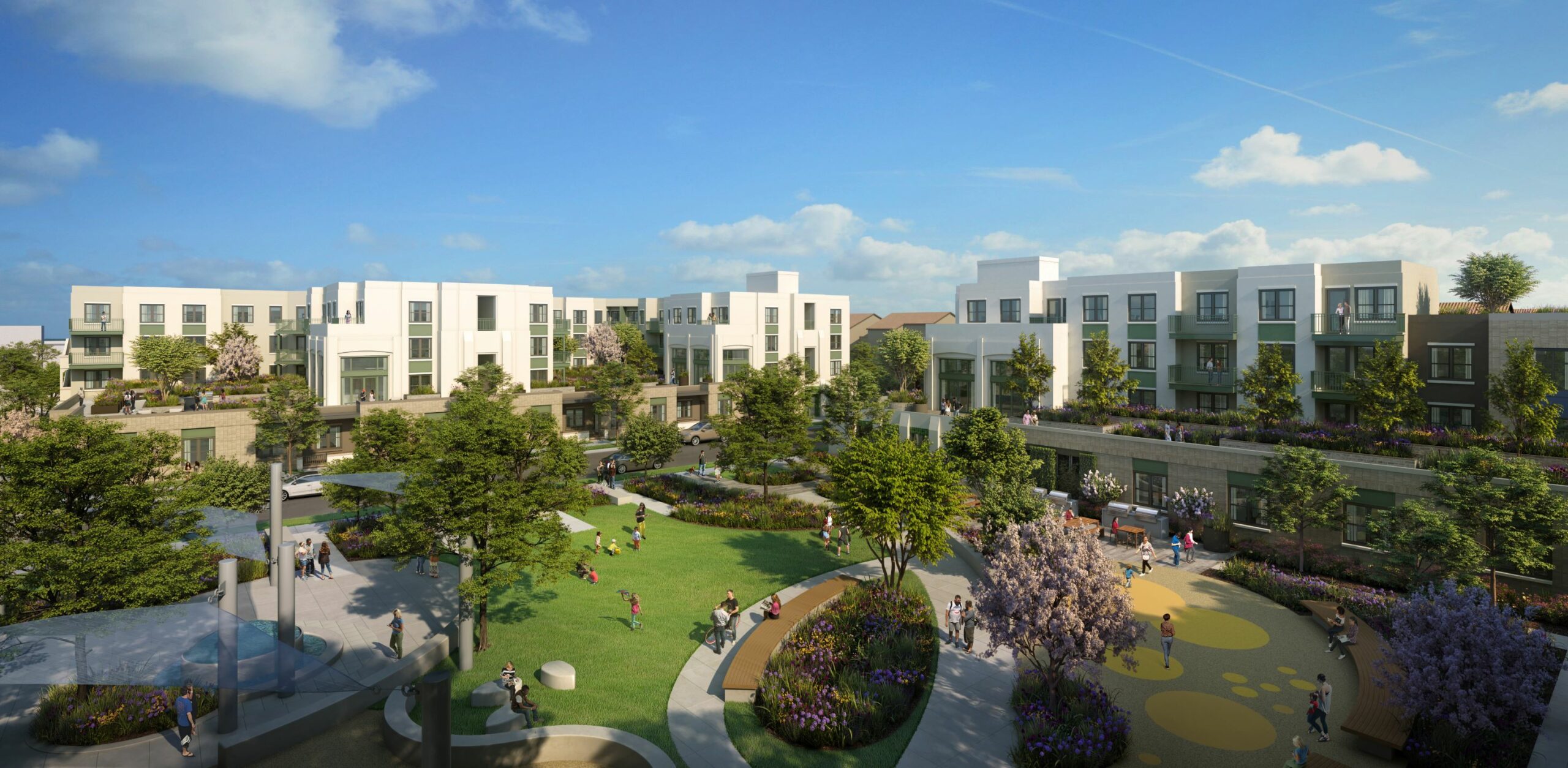 A rendering of a park at Jordan Downs