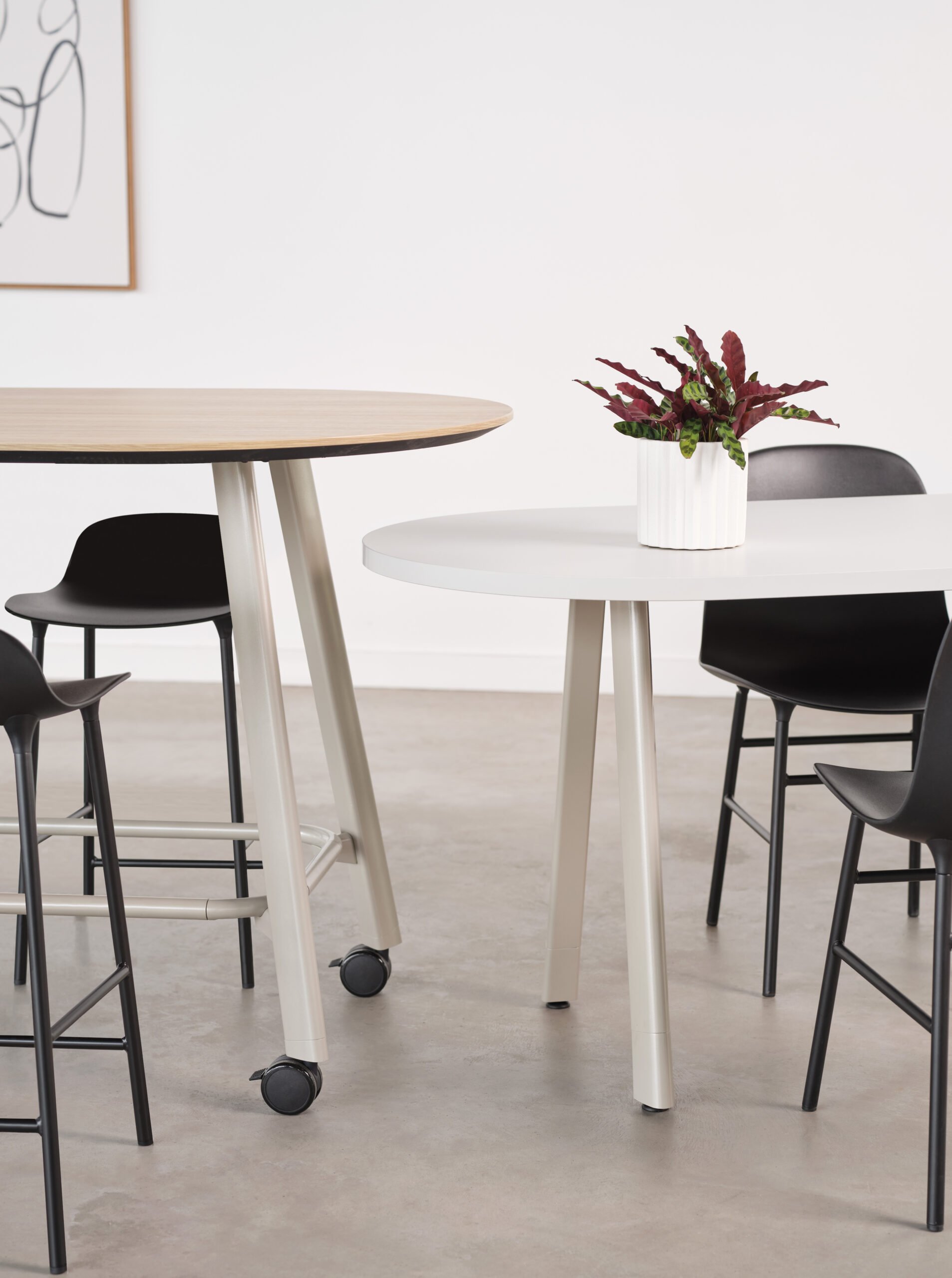 image of tables and chairs in a white room