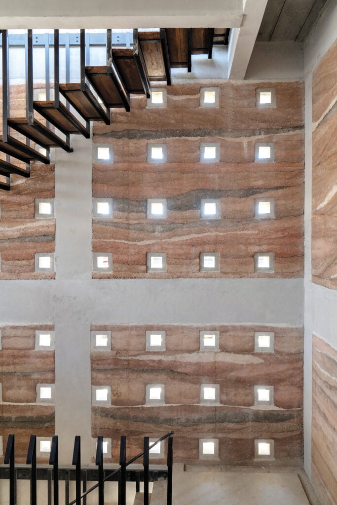 image of a rammed earth building