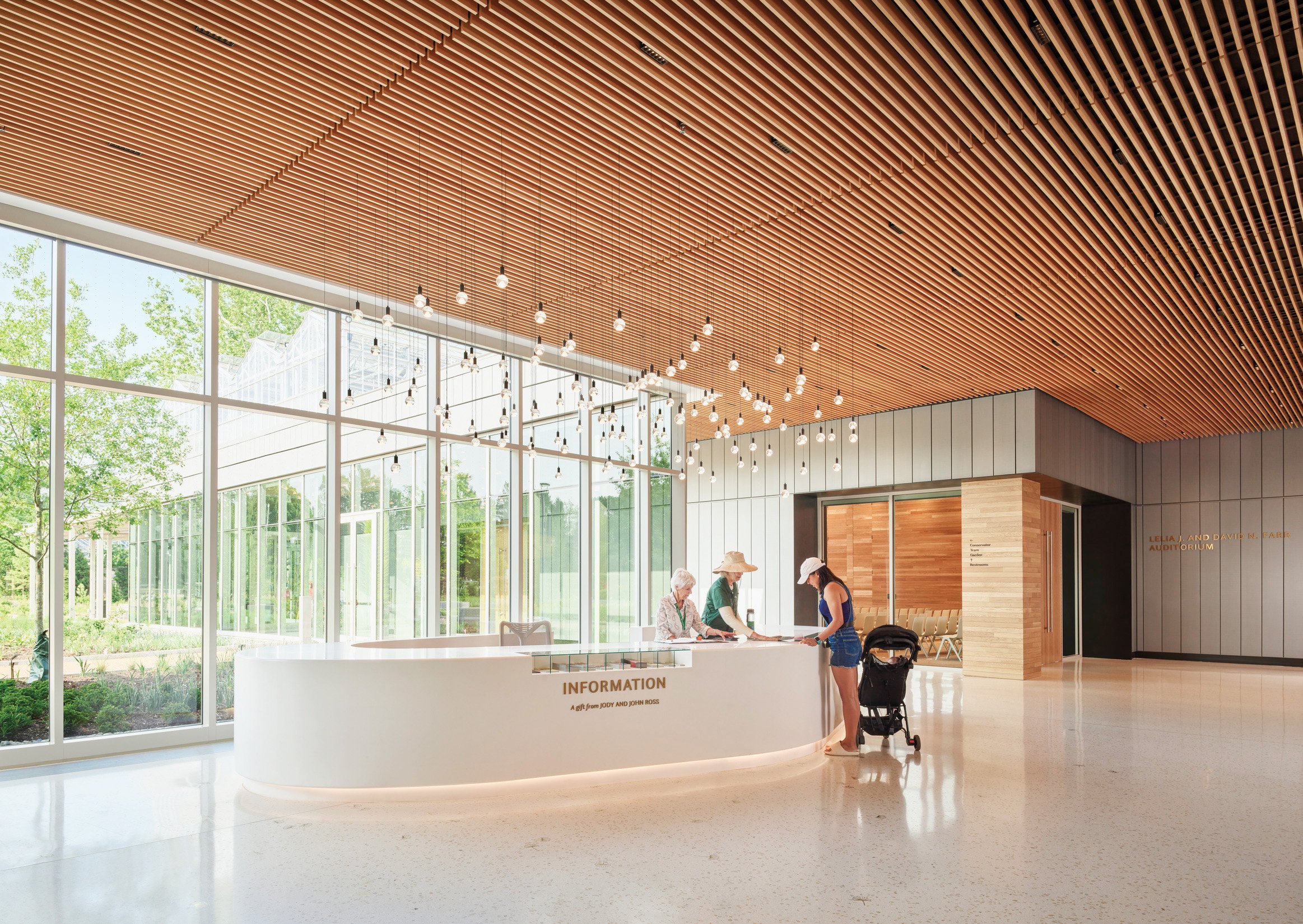 Interior lobby of a botanic garden