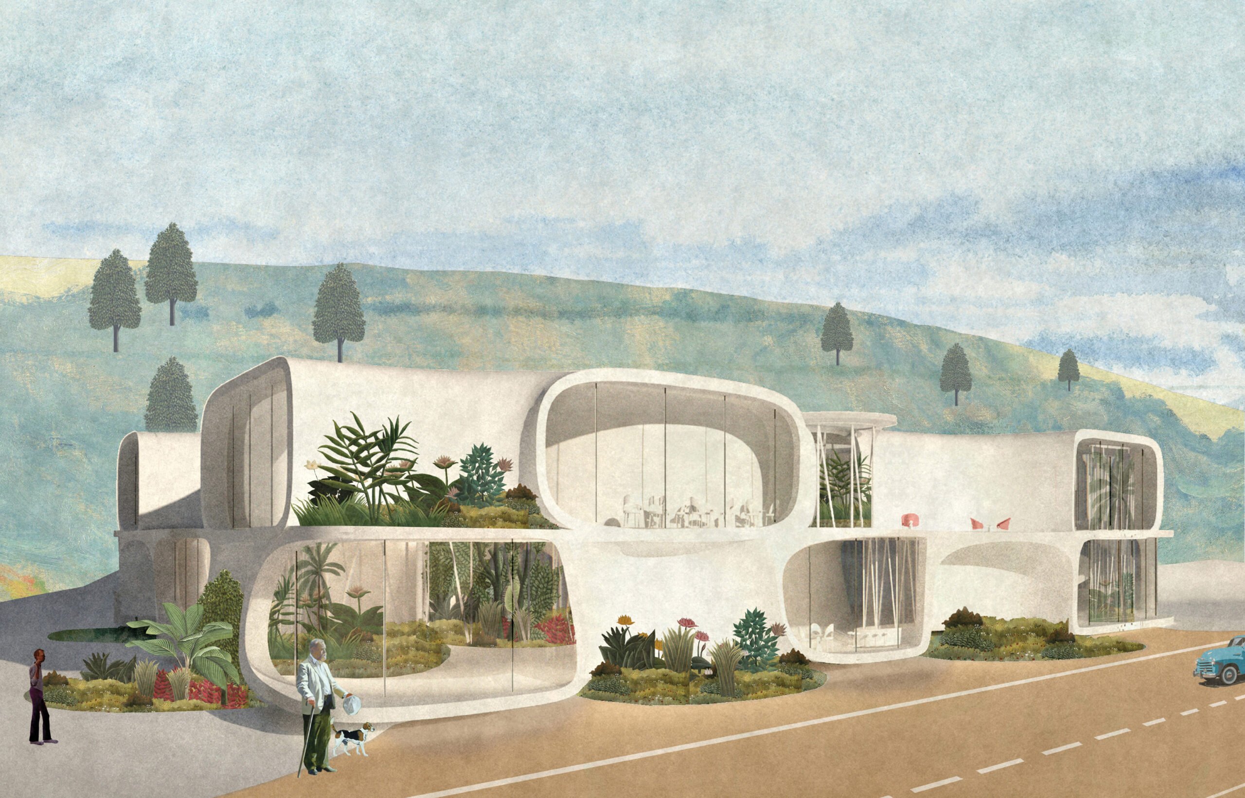 Drawing of the exterior of a building
