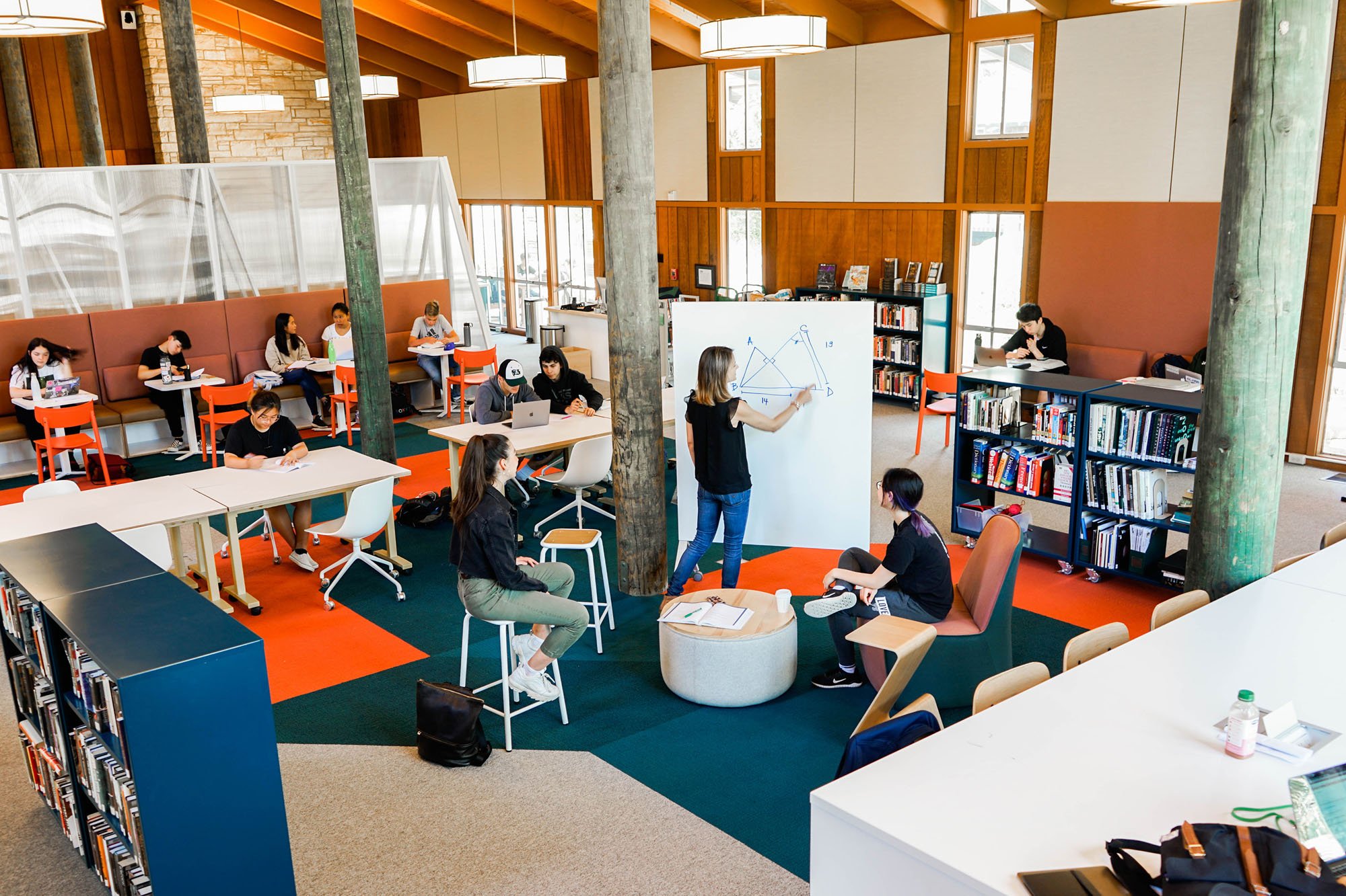 A photograph of a school library designed by Studio O+A